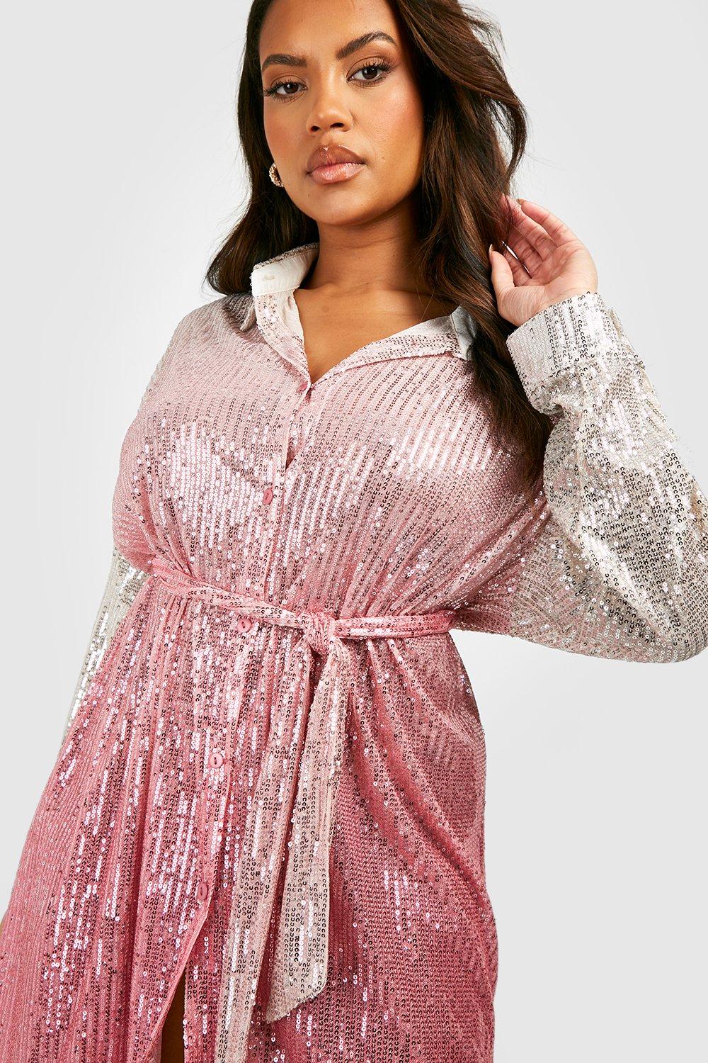 Oversized sequin shirt cheap dress plus size